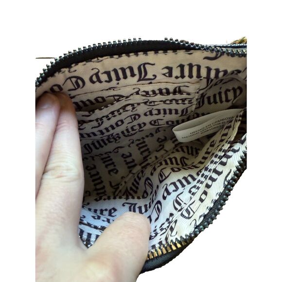 Juicy Couture Mini Shoulder Bag Purse Black Gold Chain Monogram Script Logo Y2K‎ - Picture 6 of 6